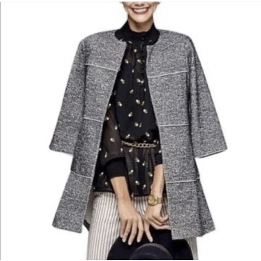 CAbi the Times Black White Gray Knit Jacket Coat Size M